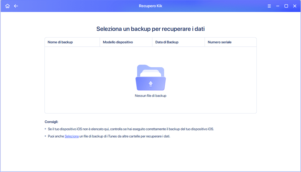 Recupera i dati KiK da iTunes - 2