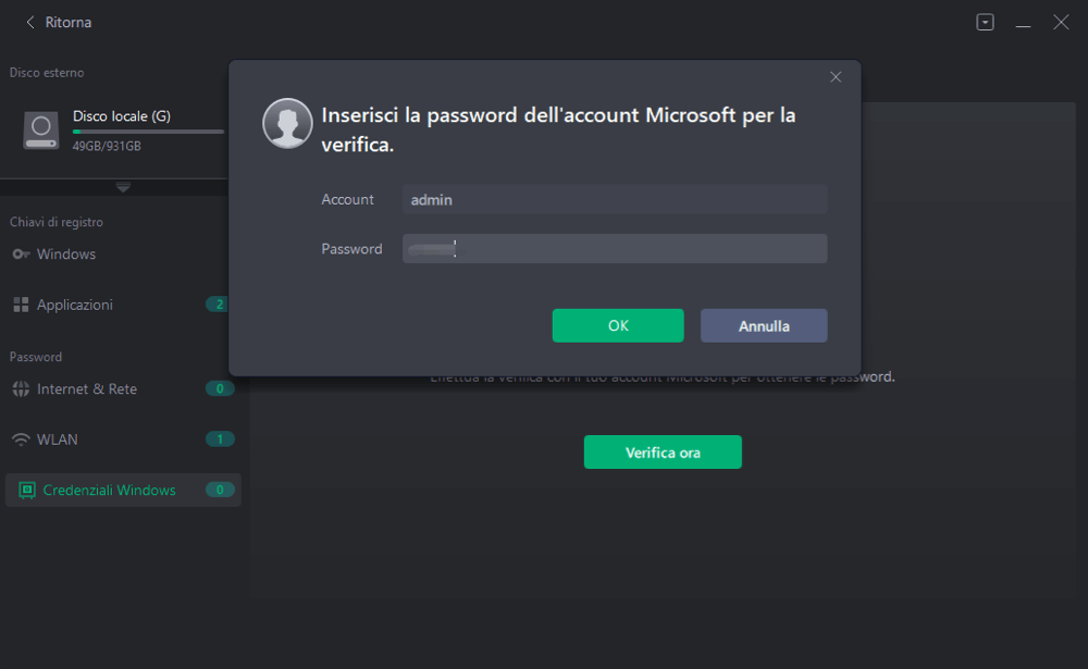 Input Windows account and password of dead or unabootable pc for verification