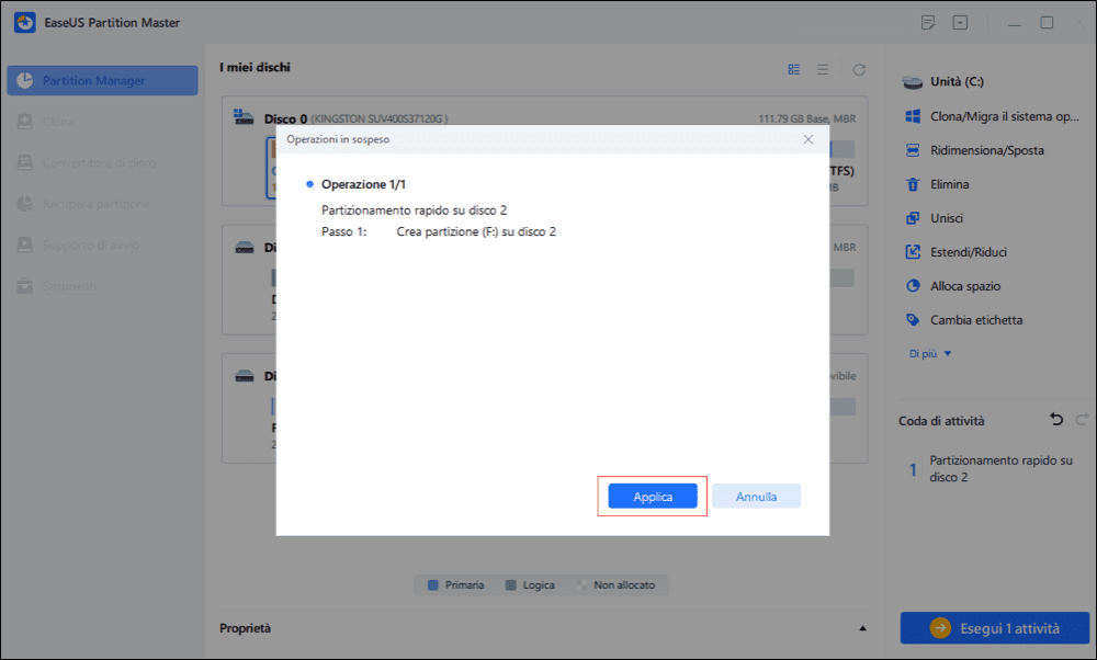 partizionare il drive nuovo - passo 3