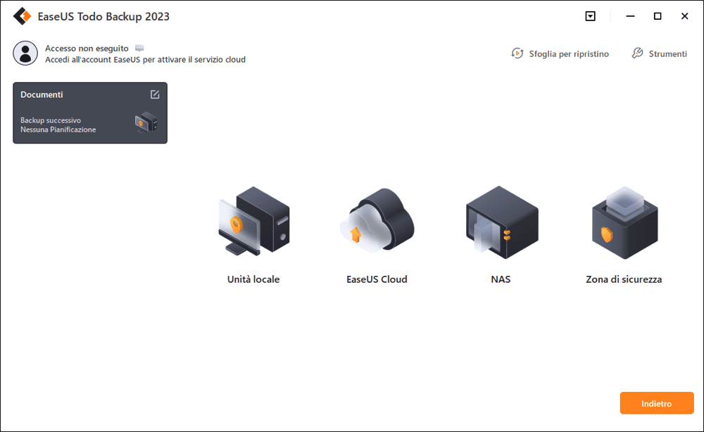 creare backup del sistema passo4